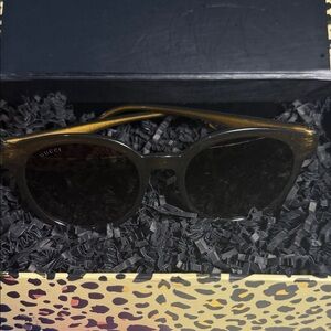 Gucci Black and Gold Sunglasses